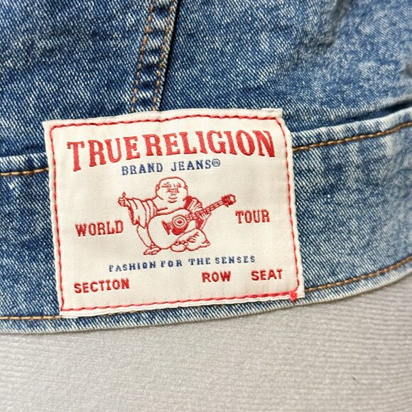True Religion NWT Sz L  Medium  Wash Jesse Single Needle Slim Fit Denim Jacket - Picture 11 of 14